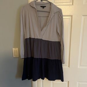 Simply Southern Colorblock Long Sleeve Dress - Cream, Gray, Black